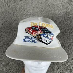 Vintage Bill Elliott Hat Cap Snap Back White NASCAR Racing The Legend Mens 90s